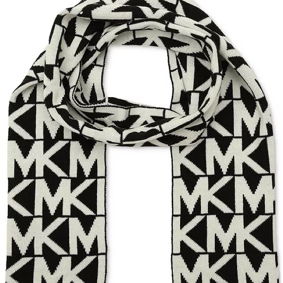 Michael Kors Black and White Logo Scarf NWT - Picture 4 of 7